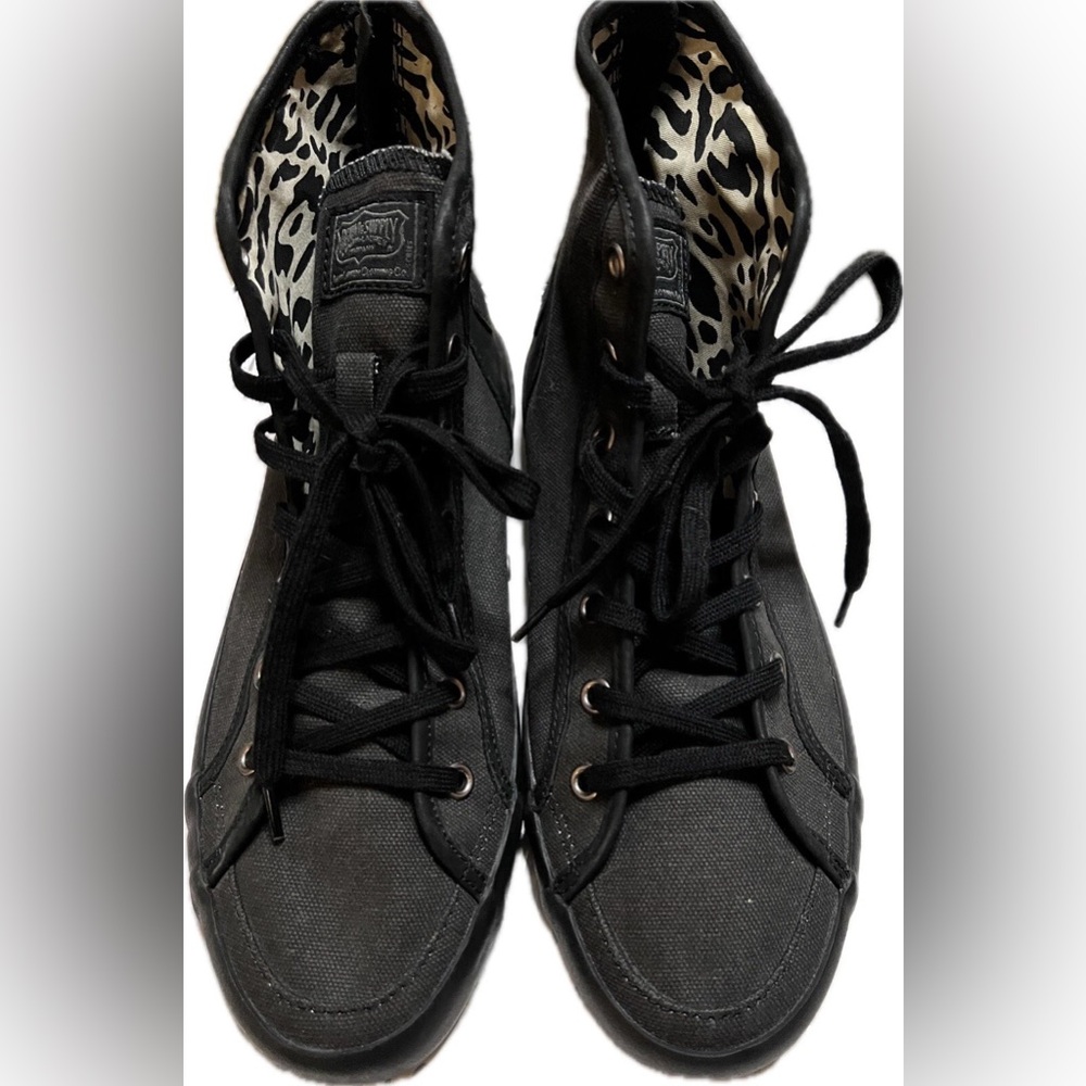 Denim & Supply Ralph Lauren Sneakers Women's Size 9B Black High Top Zip Back - Picture 5 of 9